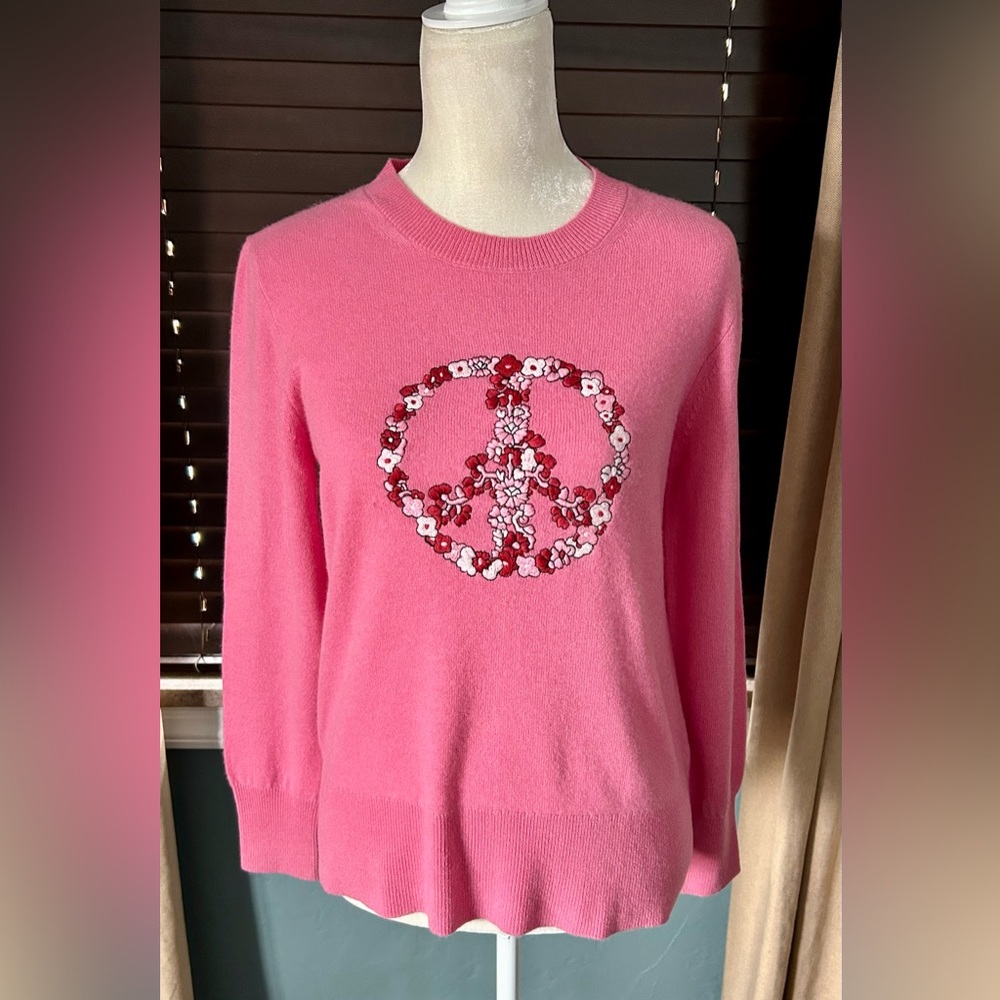 J. Crew 100% Cashmere Peace Sign Sweater❤️ - Picture 2 of 5